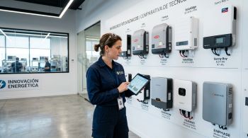 Componentes del sistema solar: panel, inversor, batería y monitoreo